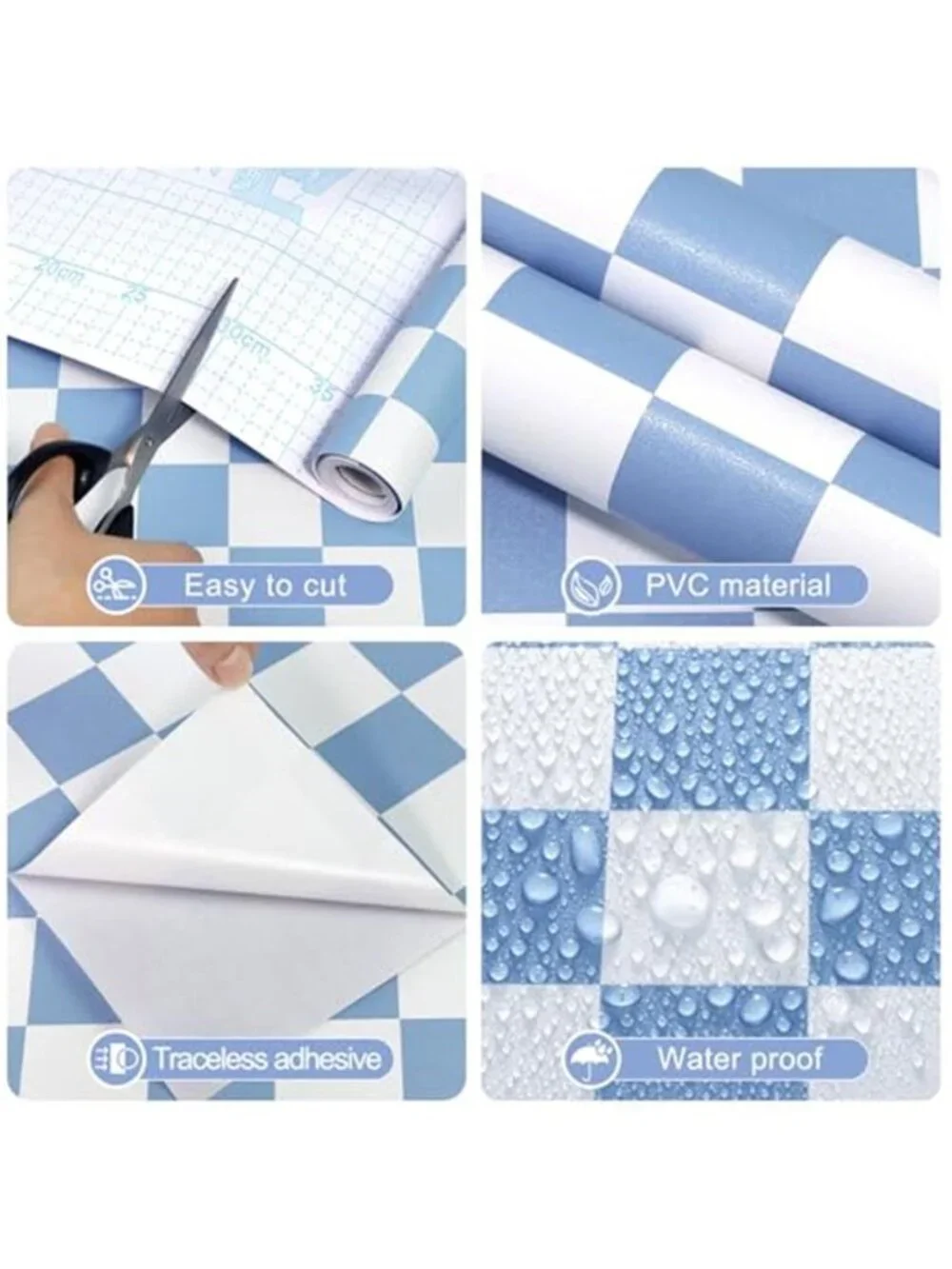 Blue Checkered Peel Stick Wallpaper Checkerboard Contact Paper Removable Vinyl